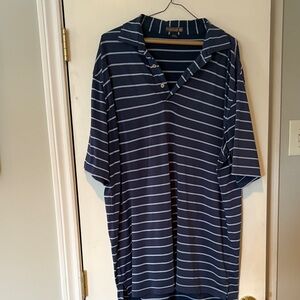 Tommy Bahama Blue and White Striped Polo Shirt